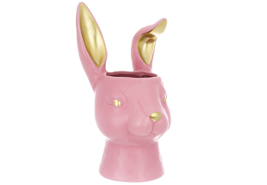Ваза керамічна Кролик, 31см, колір-матовий рожевий із золотом 733-587 оптом