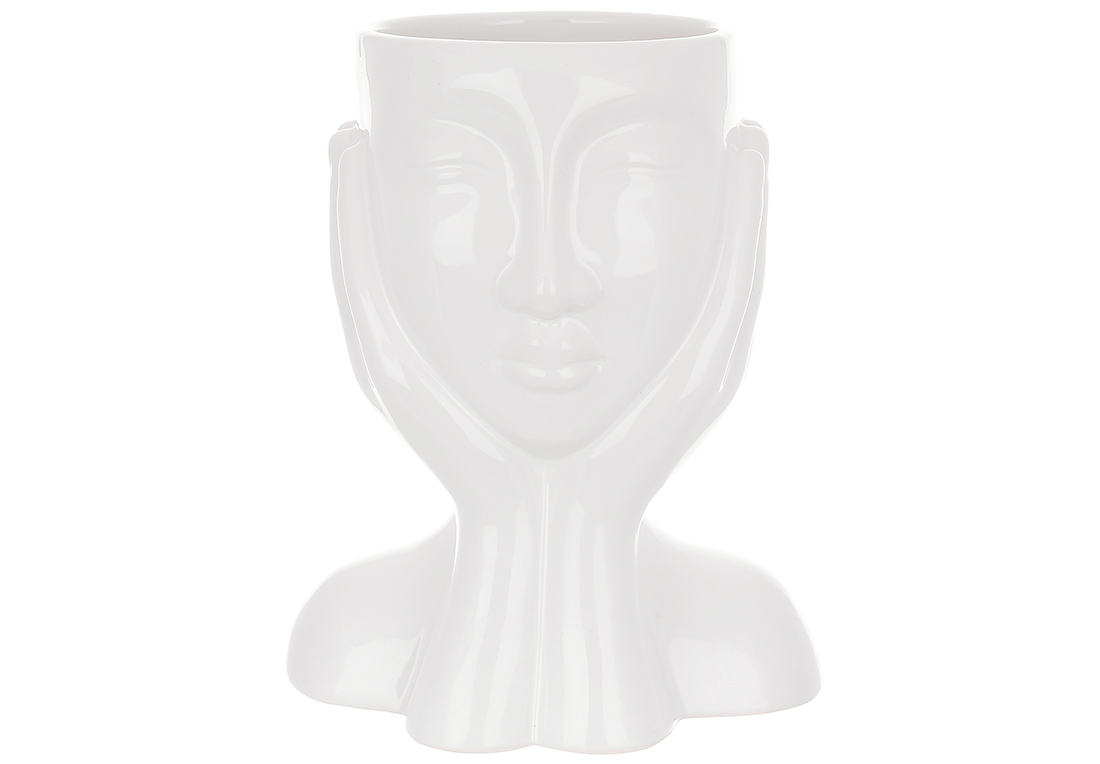 Ваза керамічна Face, 20.5 см, колір-білий глянсовий 733-708