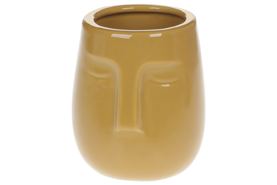 Порцелянова ваза-склянка (для пензлів, олівців) 10см, колір - гірчиця глянець 727-507 оптом